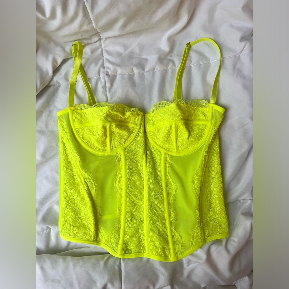 Neon Yellow Lace Bustier Top